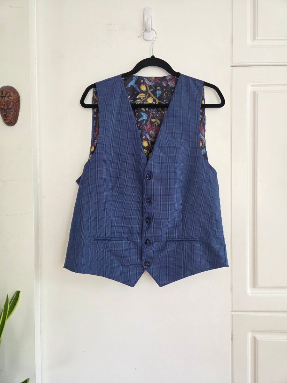 Blue Tailored Vest – Floral Lining | Classic with a Fun Twist - Picture 2 of 10